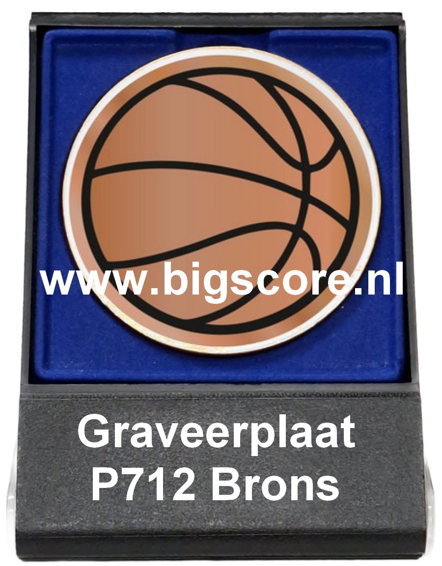 Basketbal Acryl in medailledoosje Blauw-Zwart G/Z/B